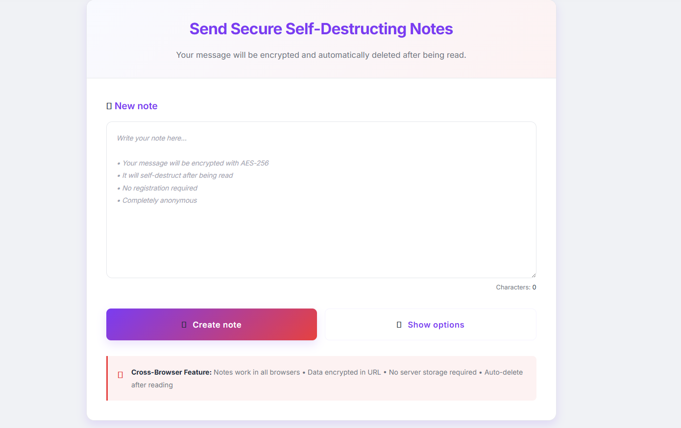 self-destructing notes